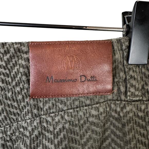 Massimo Duti Olive Green Corduroy Chevron Print High Waist Straight Leg Pants - Picture 6 of 10